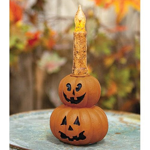 Jack O' Lantern Pumpkin Stack Halloween Taper Candle Holder