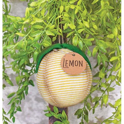 Rustic Lemon Striped Fabric Ornament