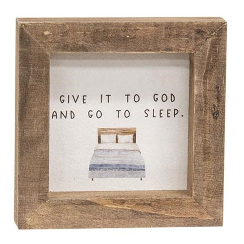 Set of 2 Be The Light and Give It To God And Go To Sleep Mini Framed Signs
