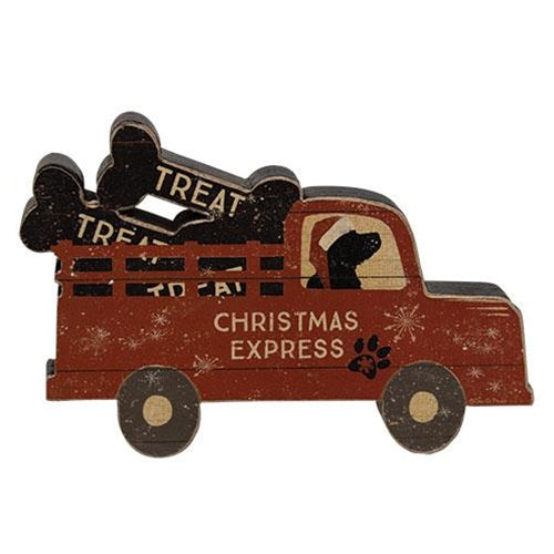 💙 Christmas Express Red Pickup Black Lab Chunky Shelf Sitter