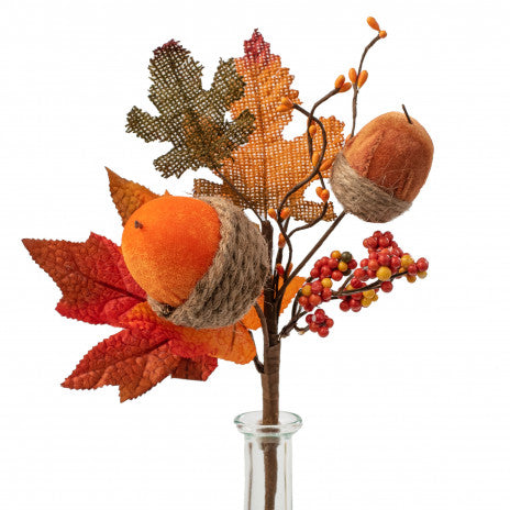 💙 Fall Acorn Maple 14" Faux Leaves Pick