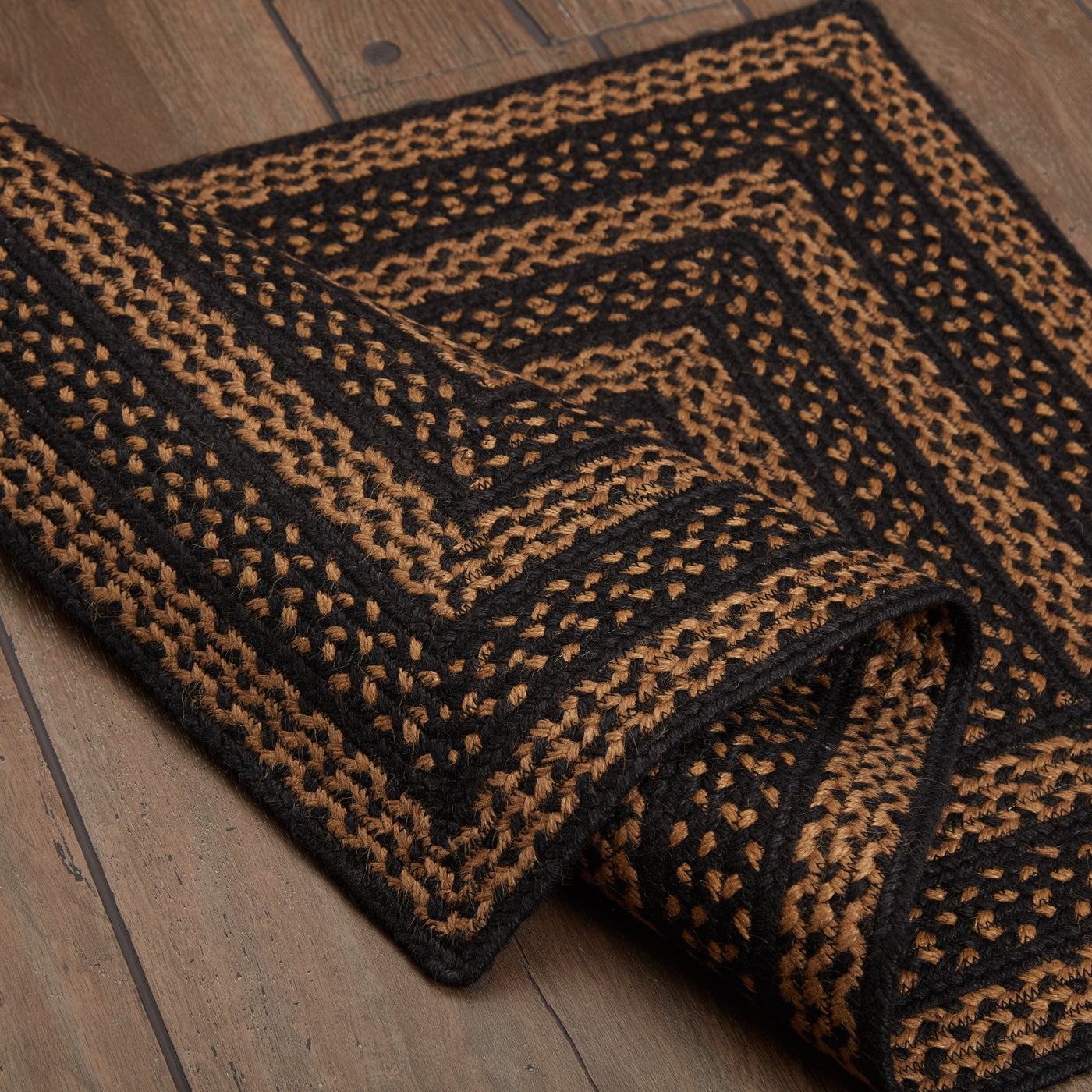 Black & Tan Jute Rectangle Rug with Pad 24" x 36"