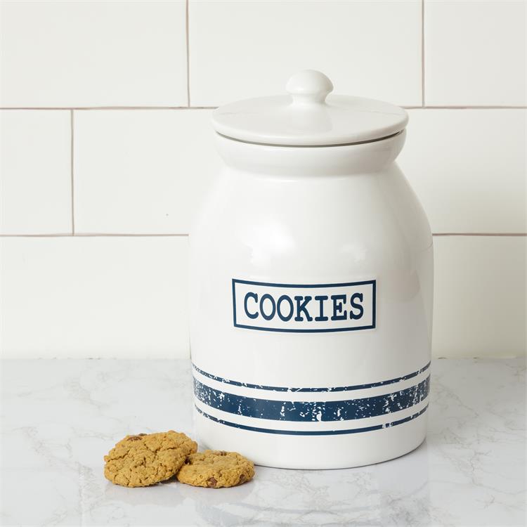 Blue Stripe Cookie Jar