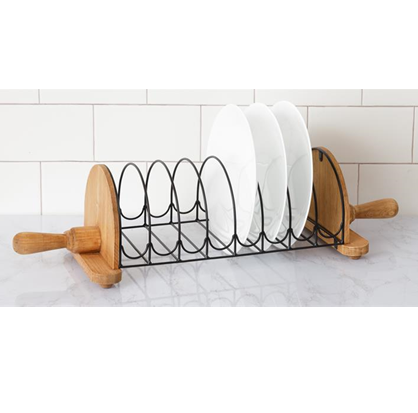 Farmhouse Wood and Metal Plate Rack