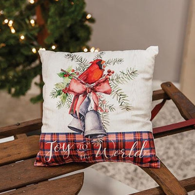 Joy To The World 8" Small Christmas Cardinal Pillow