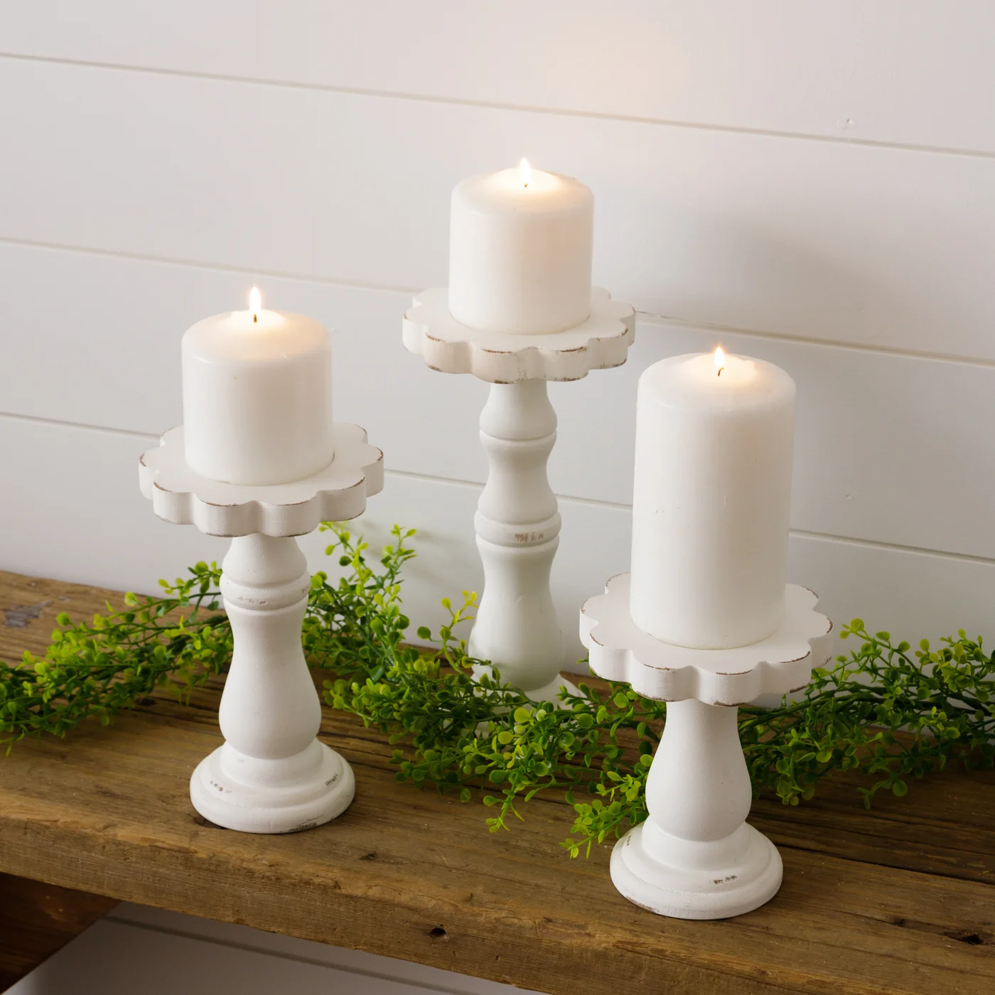 Set of 3 Floral Shaped Pillar Candle Holders