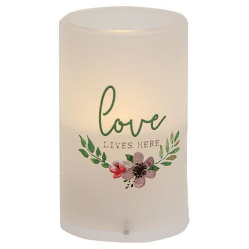 Love Lives Here 5" Timer Pillar Candle