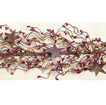 💙 Burgundy and Soft Gold Pip Berry 40" Garland With Stars