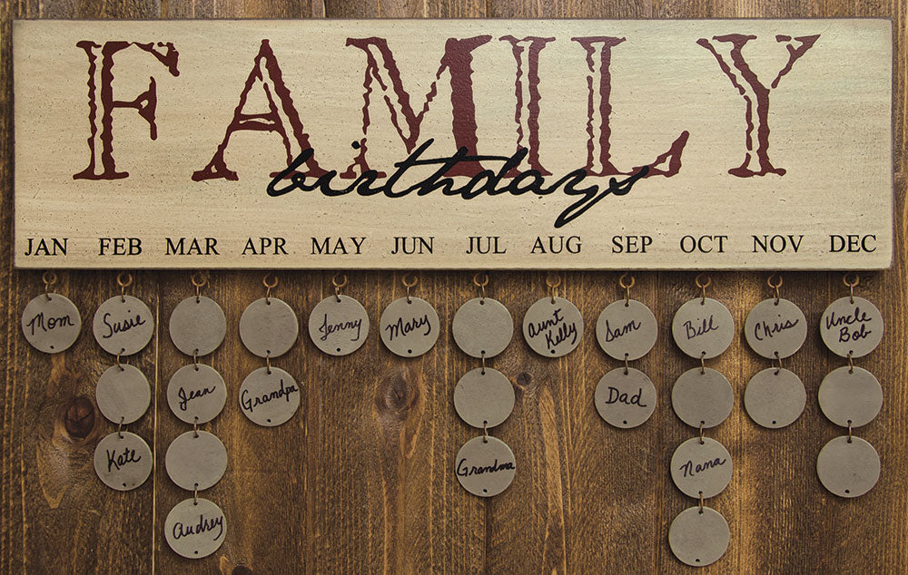 Family Birthday Wooden Wall Hanging Calendar