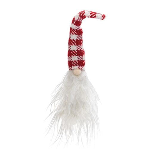 Red & White Checkered Santa Gnome Ornament