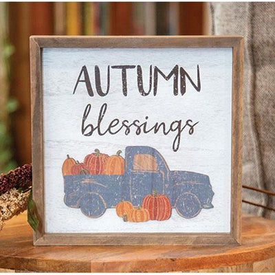 💙 Autumn Blessings Pumpkin Truck Distressed Frame