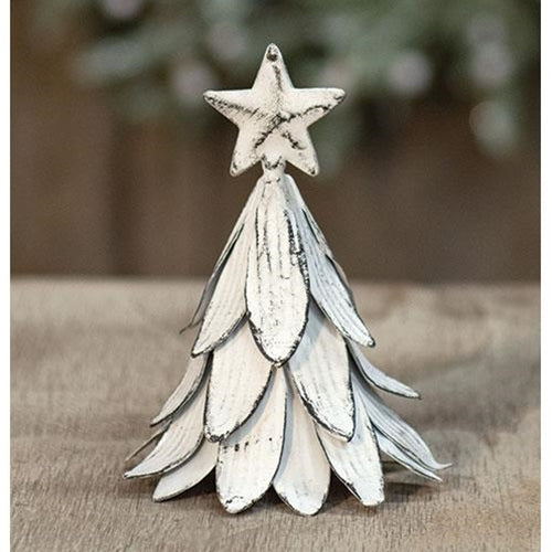 Whitewashed Metal Small Christmas Tree 5.5" H