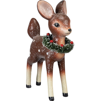 Retro Glittery Standing Deer Figure