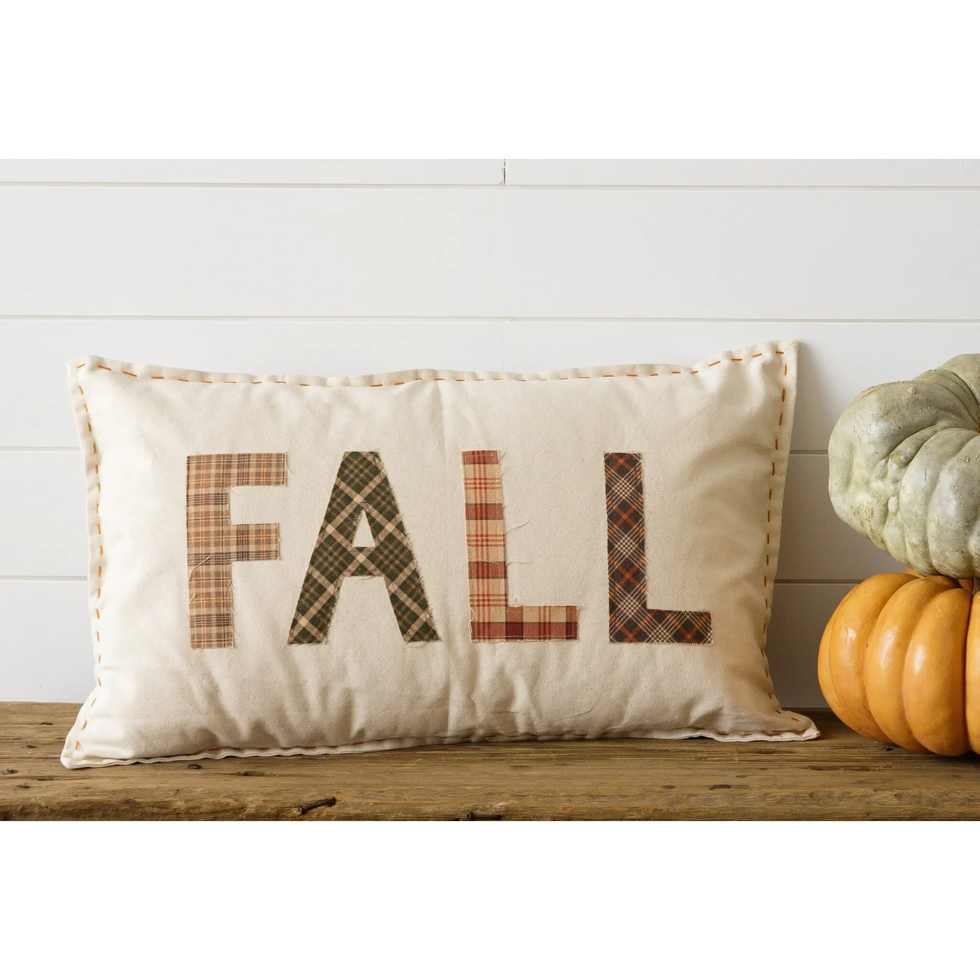 Fall Plaid Letters 25" Throw Pillow