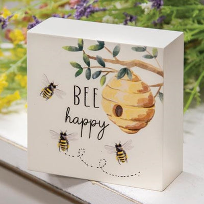 Bee Happy Beehive Box Sign