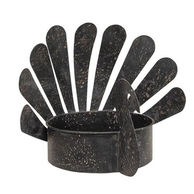 Distressed Metal Turkey Large 10" Candle Pan