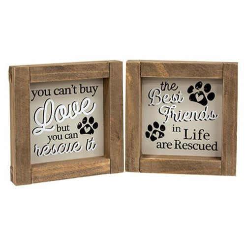 🎄💙 Set of 2 Rescue Dog Rustic Framed Signs