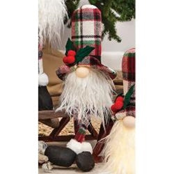 Lighted Plaid Santa Gnome with Dangle Legs