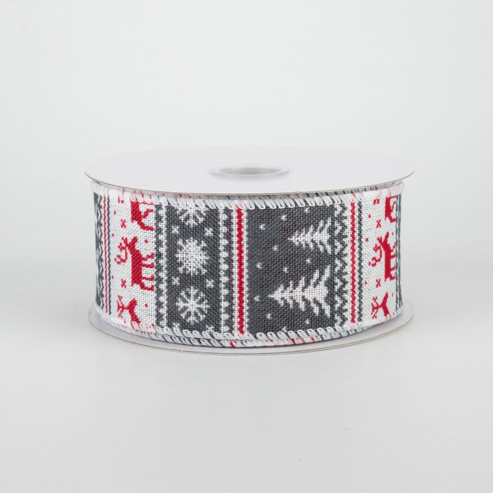 💙 Christmas Reindeer Sweater Style Ribbon 1.5" x 10 yards