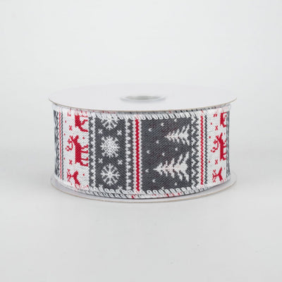 💙 Christmas Reindeer Sweater Style Ribbon 1.5" x 10 yards