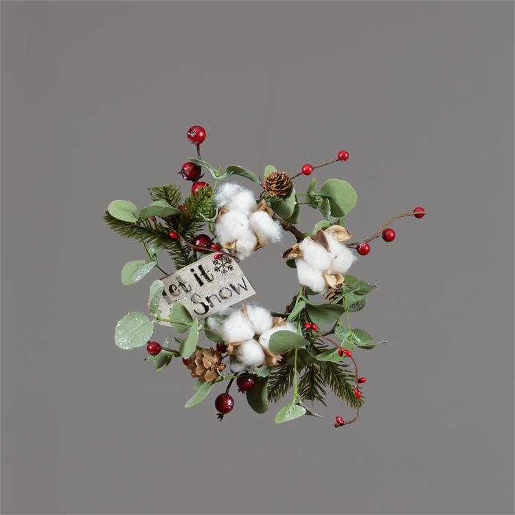 Let it Snow Cotton Berries & Cones Small 10" Wreath
