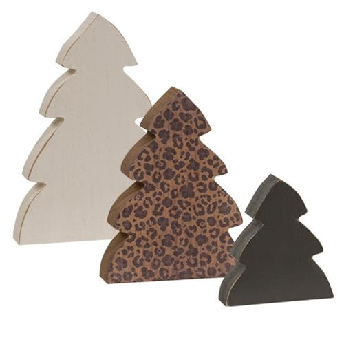 Set of 3 Fashion Print Chunky Christmas Trees