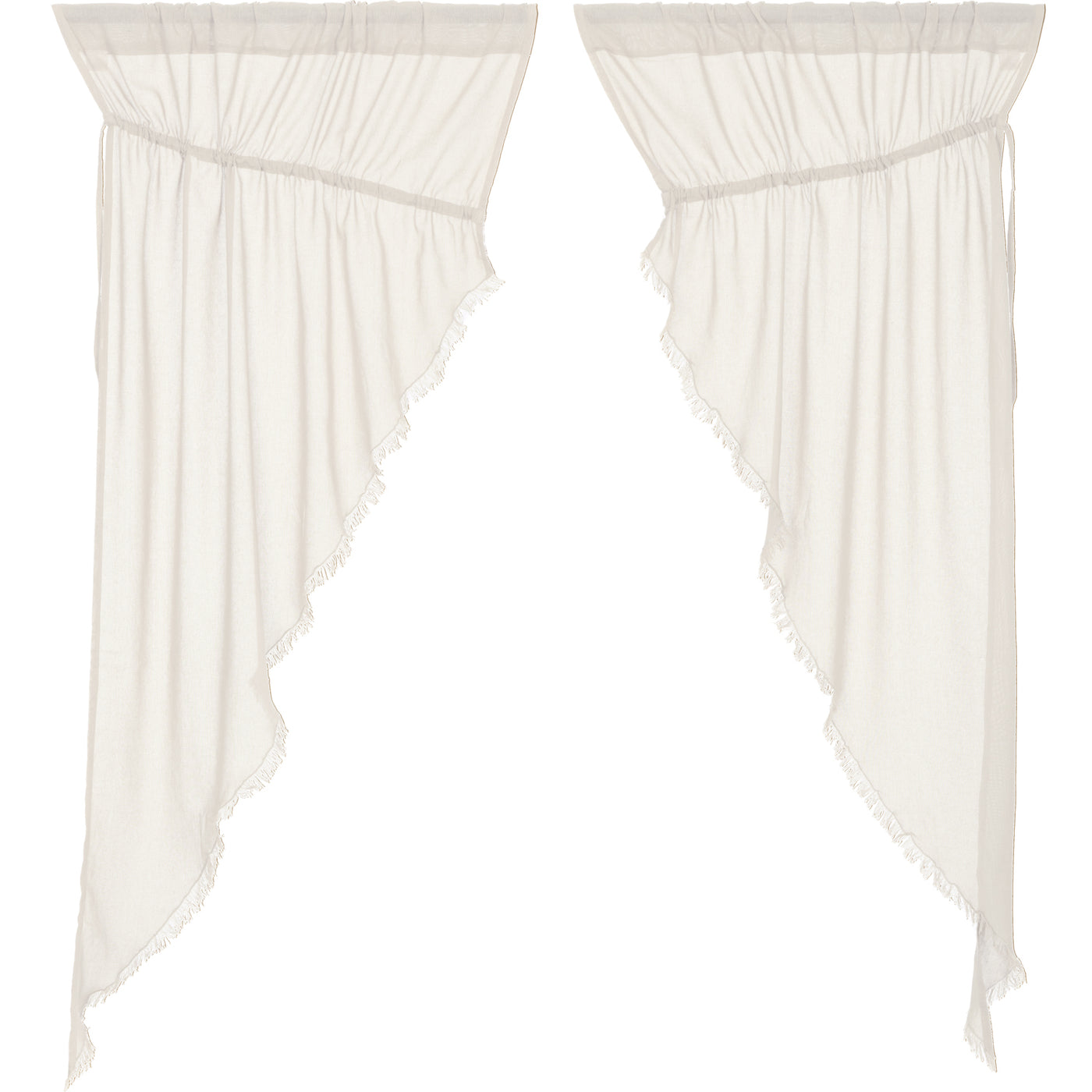 Set of 2 Tobacco Cloth Antique White Prairie Short Panel Curtains