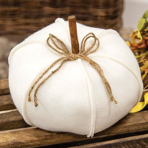 White Pumpkin Fleece Stuffed 8" Fall Decor