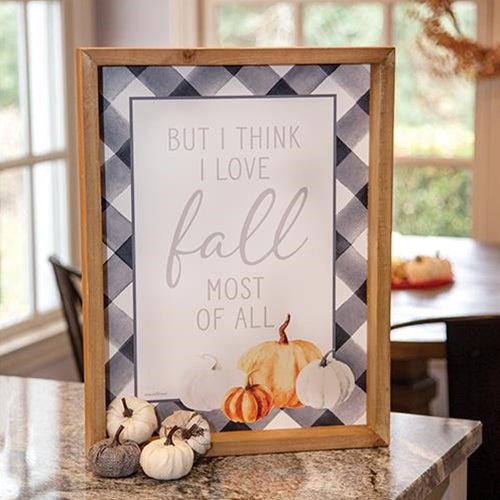 I Love Fall Most of All Wood Shadowbox 18.5" H