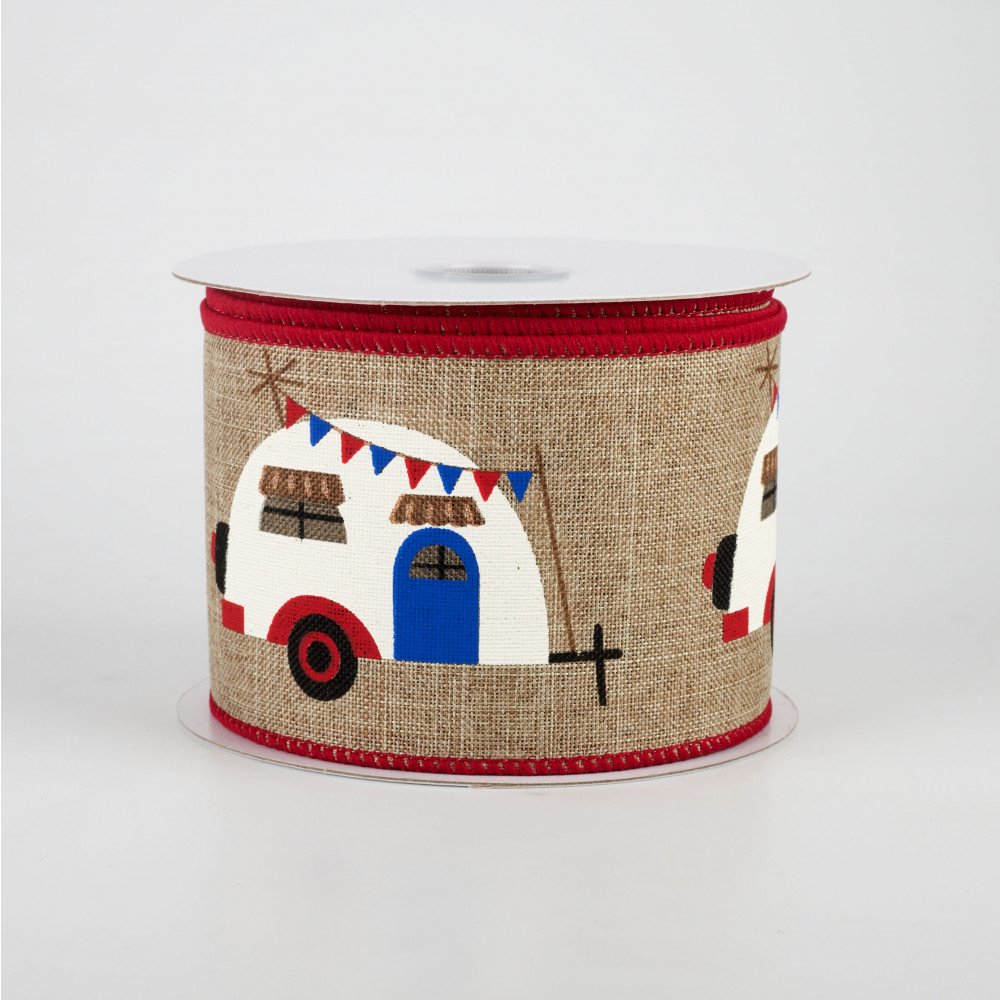 Patriotic Retro Camper Ribbon 2.5