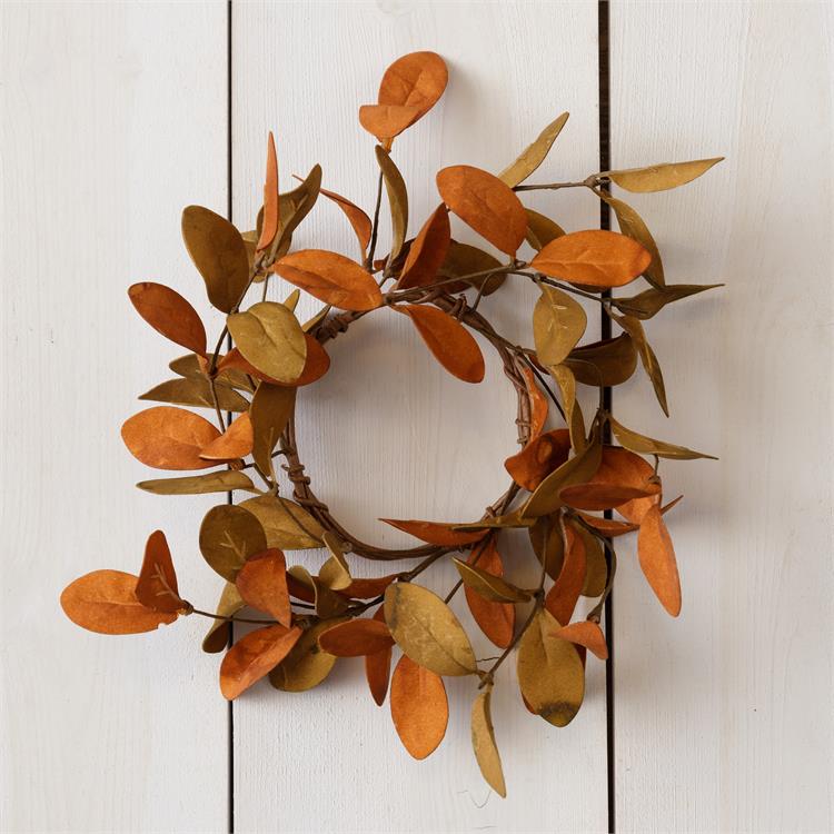 Rust And Tan Fall Leaves 7" Small Faux Ring