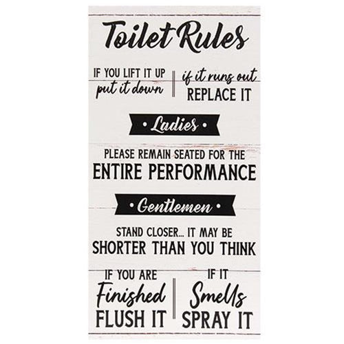 Toilet Rules 16" Bathroom Sign