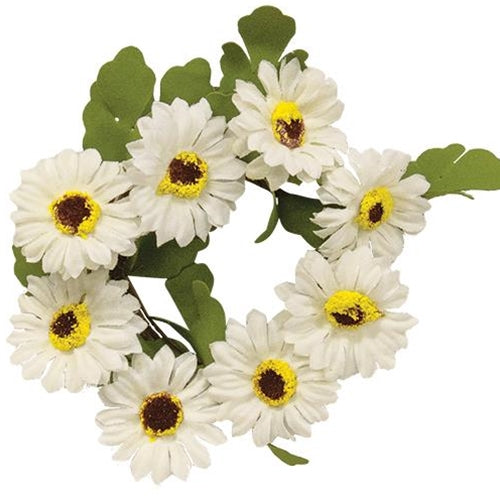 White Daisy Small Faux Floral 6" Ring Wreath