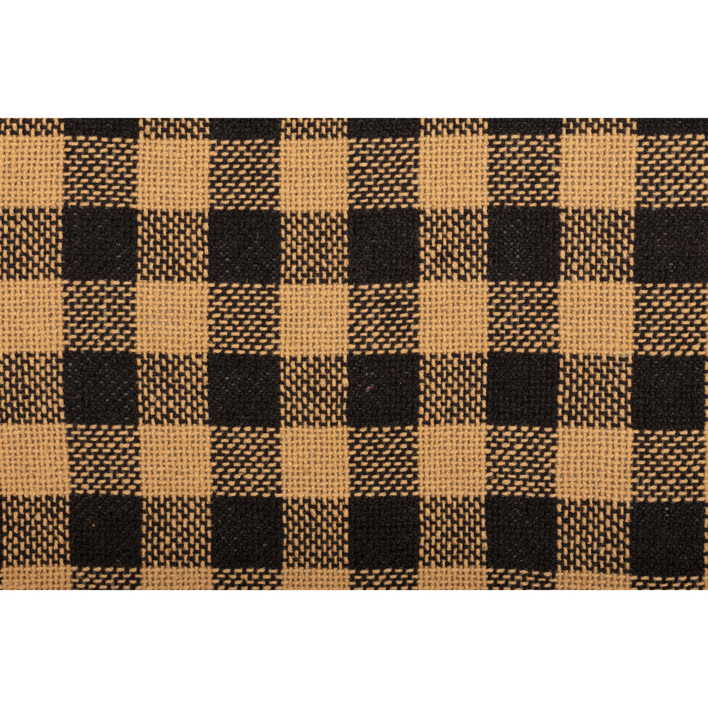 Burlap Black And Tan Check Fringed Table Runner 13" x 36"
