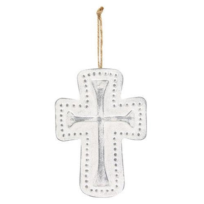💙 Distressed Metal Cross Dotted Ornament