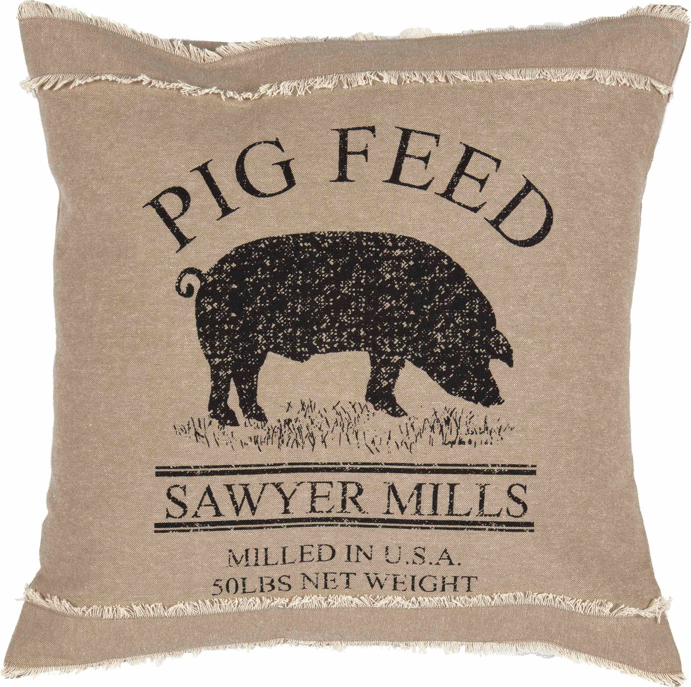 Sawyer Mill Charcoal Pig 18" Throw Pillow
