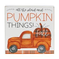 All The Plaid and Pumpkin Things Box Sign