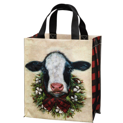 💙 Holiday Wishes Christmas Calf Reusable Small Market Tote