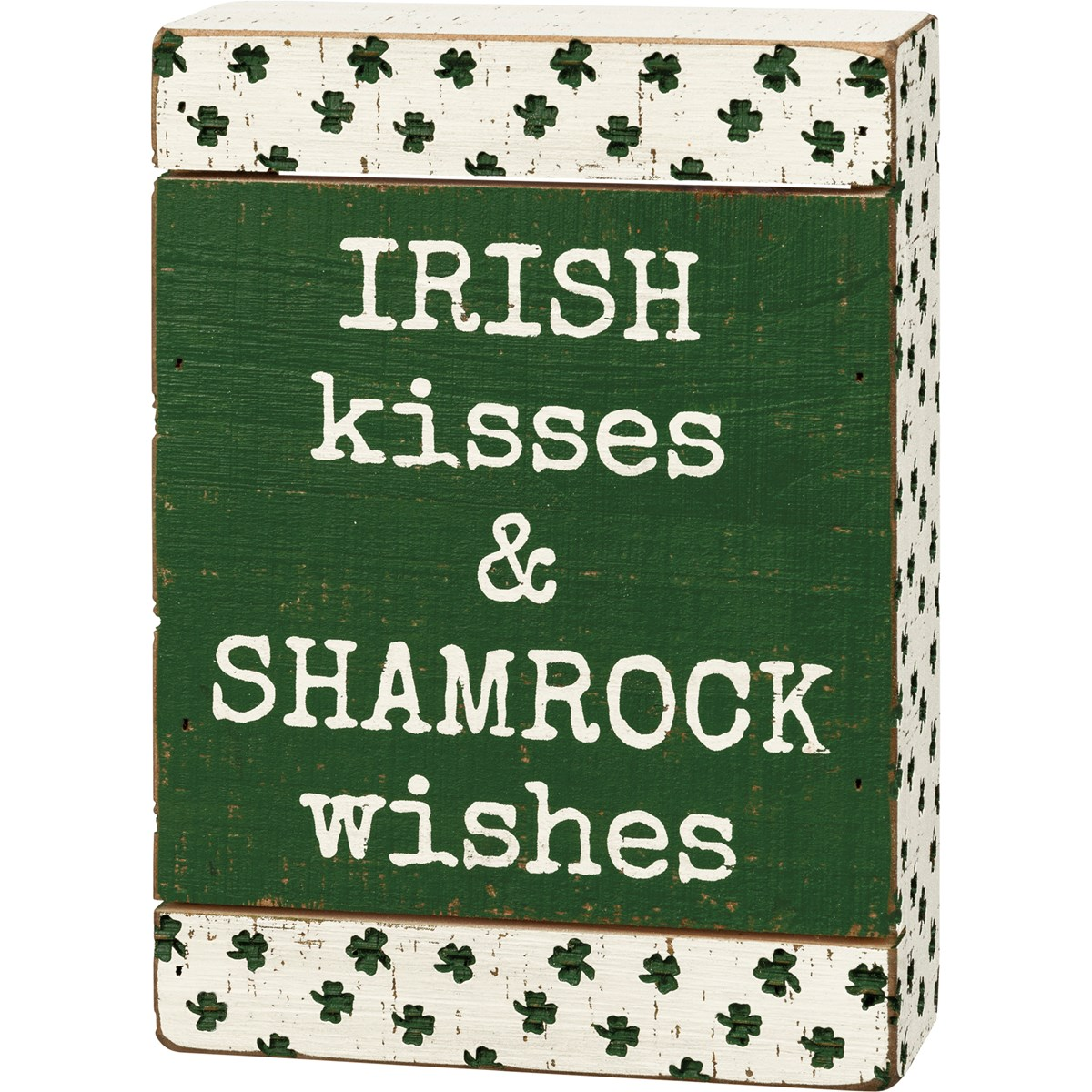 💙 Irish Kisses & Shamrock Wishes 7" Slat Box Sign