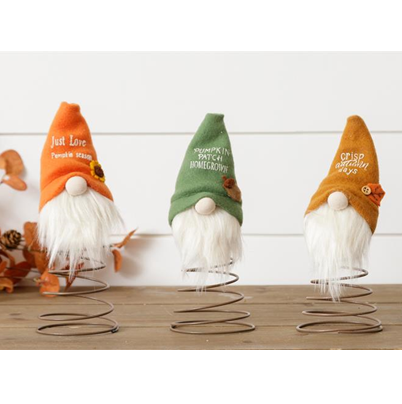Set of 3 Fall Gnomes On Springs